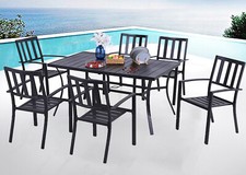 7 Piece Patio Metal Dining Set Outdoor Bistro Table Chairs Dining Set Furniture