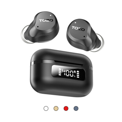 TOZO Active Noise Cancelling Wireless Earbuds with LED Display Charger Case IPX8