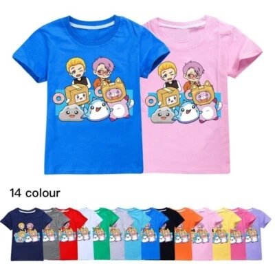LANKYBOX Print Casual Short Sleeve T-Shirt Kids Boys Girls Cotton Tee Tops 2-14Y