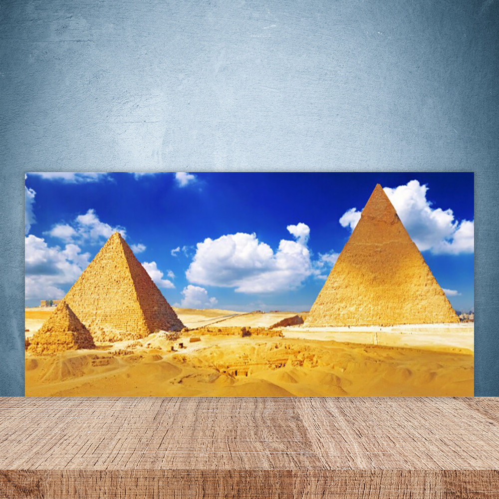 Crédence de cuisine en verre 100x50 cm motif désert et pyramides