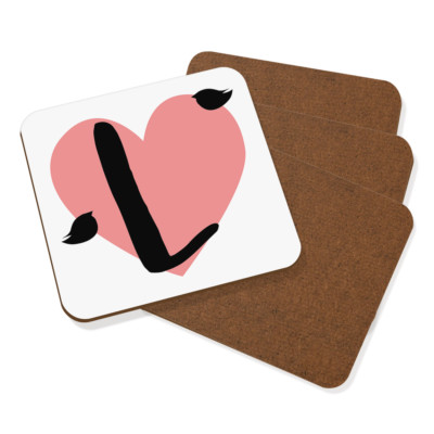 Lettera L Cuore Alfabeto Sottobicchiere Set Di 4 - Valentines Giorno