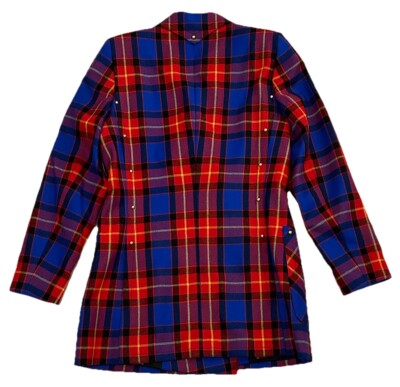 Escada by Margaretha Ley Vintage Women's Red Blue Plaid Blazer
