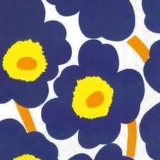Boston International - Marimekko Unikko Yellow/Dk Blue Cocktail Napkins- C552644