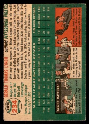 1954 Topps Baseball #234 Jerry Lynch VG/EX *f1 | eBay