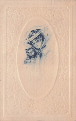 Cute Gibson Girl Angry Kitty Ling Haired Cat Feminine Demure Vtg Postcard F9