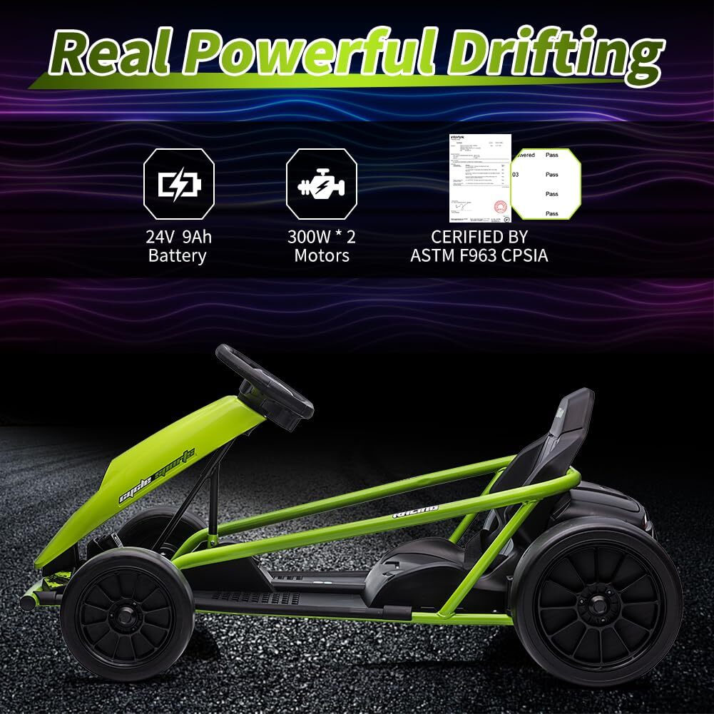 24V Electric Go Kart for Kids Teens Race Pedal Drifting Ride On Toys