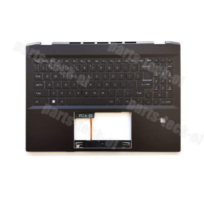 M’s shop　ブラック0 For MSI Summit E16 Flip MS-1591 Palmrest Upper Case w/Backlit