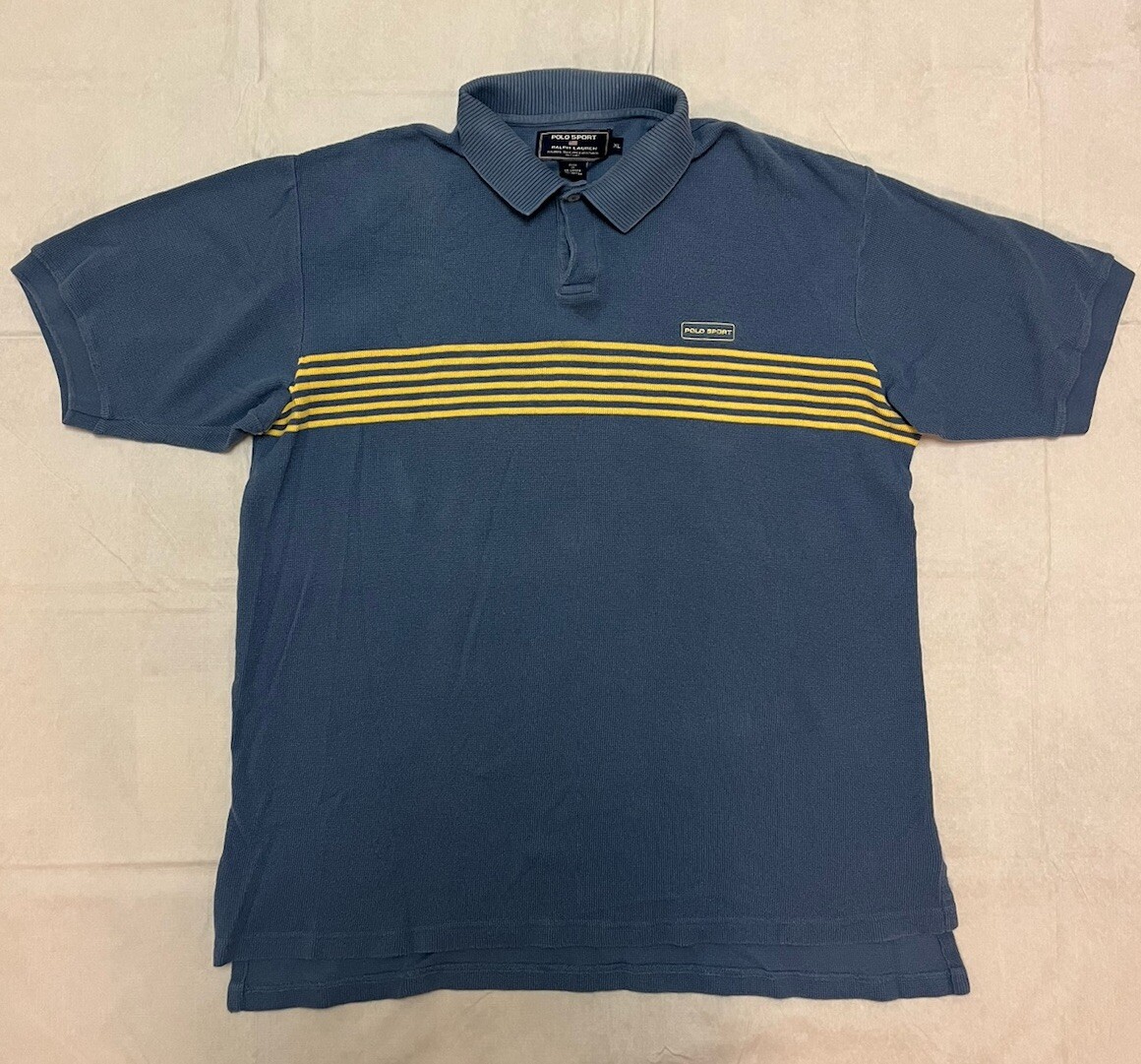 Vintage 90's Polo Sport Ralph Lauren Waffle Knit S/S Blue Polo