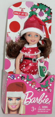 2013 Barbie Sister Christmas Chelsea Red Head Doll in Santa Dress
