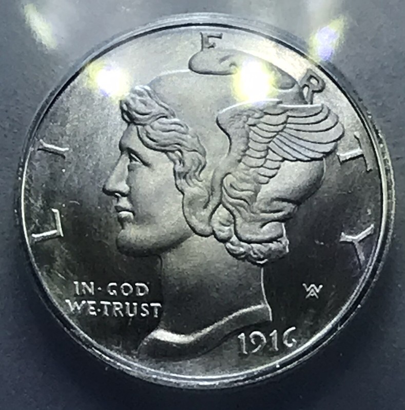 1916-D🔥TOP of Pop-1🔥ICG-MS69🔥Mercury Dime Royal Oak Mint “Trial Strike” Copy