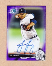Joe Jimenez signed 2017 Bowman Chrome Prospects Purple  cert card-Detroit Tigers