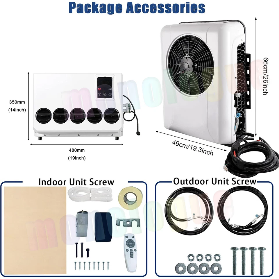 12V Air Conditioner 12000BTU Mini Split DC Low Noise for Semi Trucks Car RV Vans - Image 2 of 4