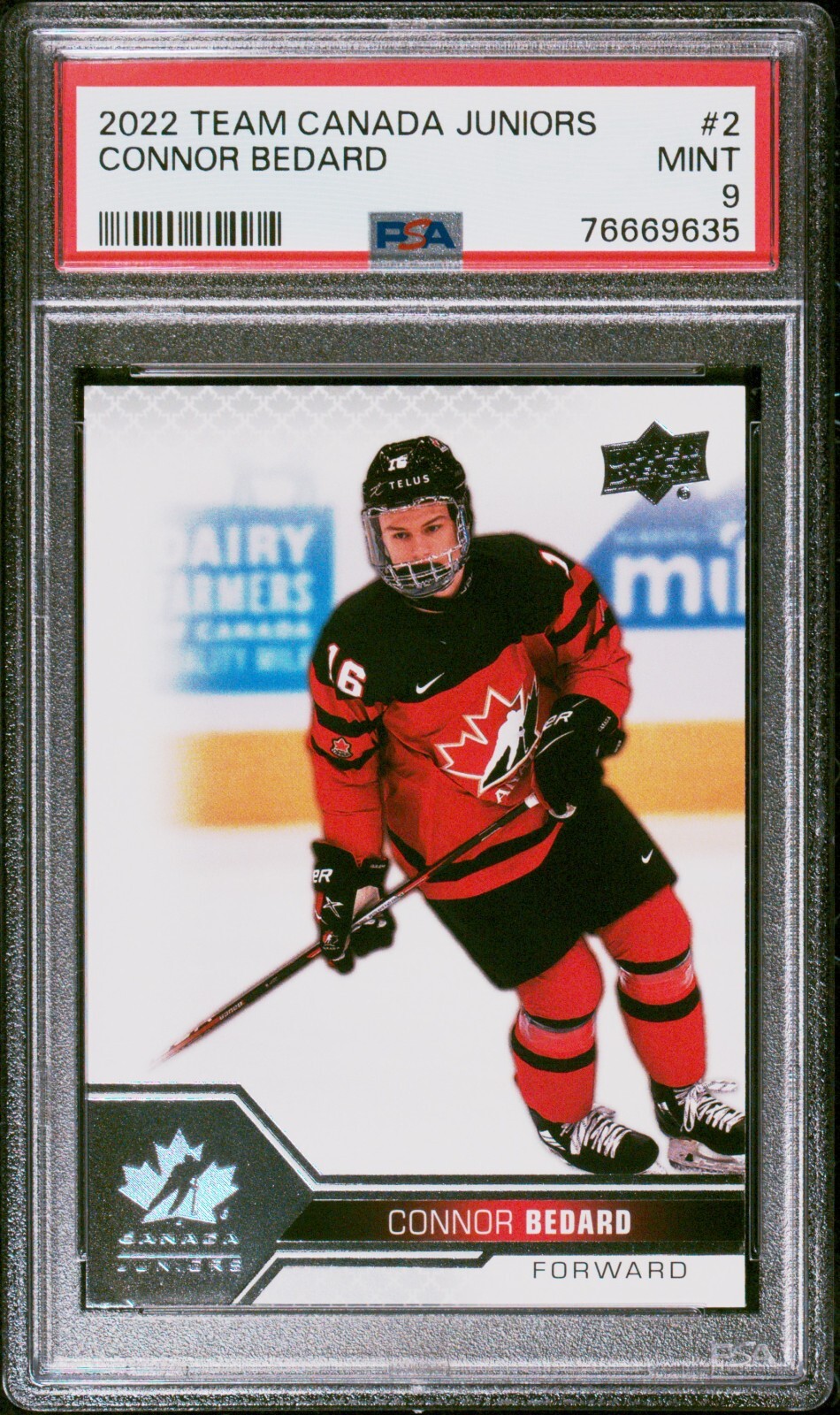 2022 Upper Deck Team Canada Juniors #2 Connor Bedard Blackhawks PSA 9
