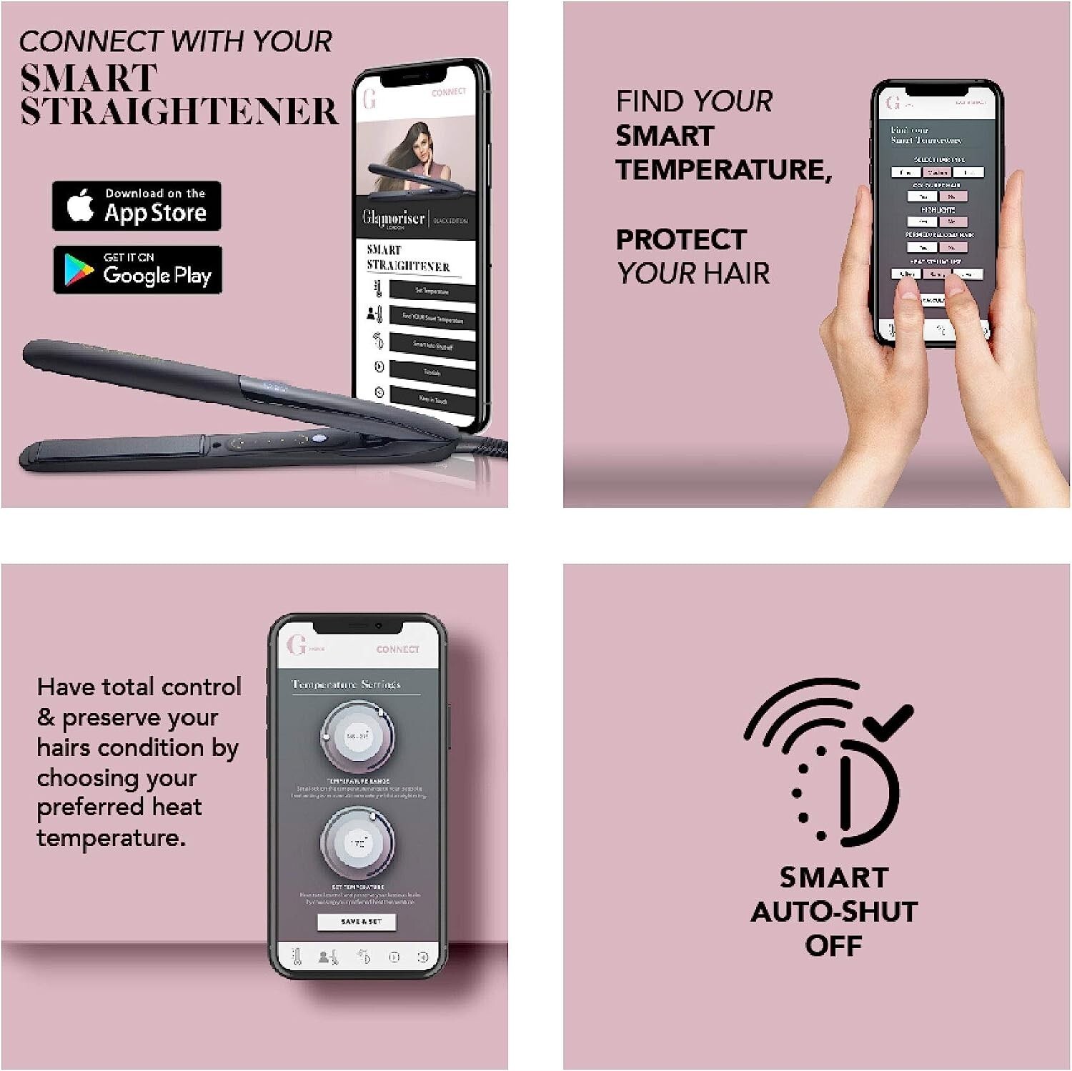 Glamoriser Professional Salon Smart Straightener with Diamond Oil