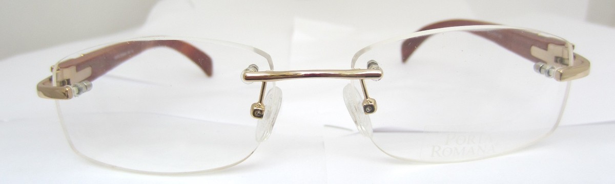 PORTA ROMANA Eyeglasses Model 1951 1953 Color 100 Gold Authentic