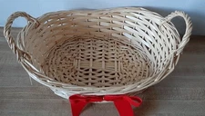Woven Natural Reed Basket w/Handles 11 x 8 x 5.5" 