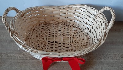 Woven Natural Reed Basket w/Handles 11 x 8 x 5.5'' 