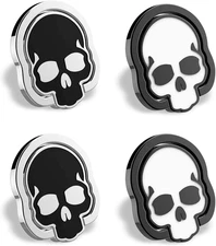 homEdge Cell Phone Skull Ring Grip, Set of 4 Packs 360°Black and White Adjustabl