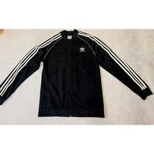 Adidas Originals SST Track Jacket Kids Large Black White Trefoil Full Zip NWT