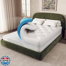 OhGeni Cooling 4 inch Dual Layer Queen Mattress Topper, 2 inch Gel Memory Foa