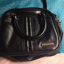 Women s Black Satchel Top Handle Bag, Zip Closure, Silver Hardware, Solid