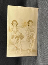 RPPC COMIC FOREGROUND, 2 WOMEN HULA DANCERS