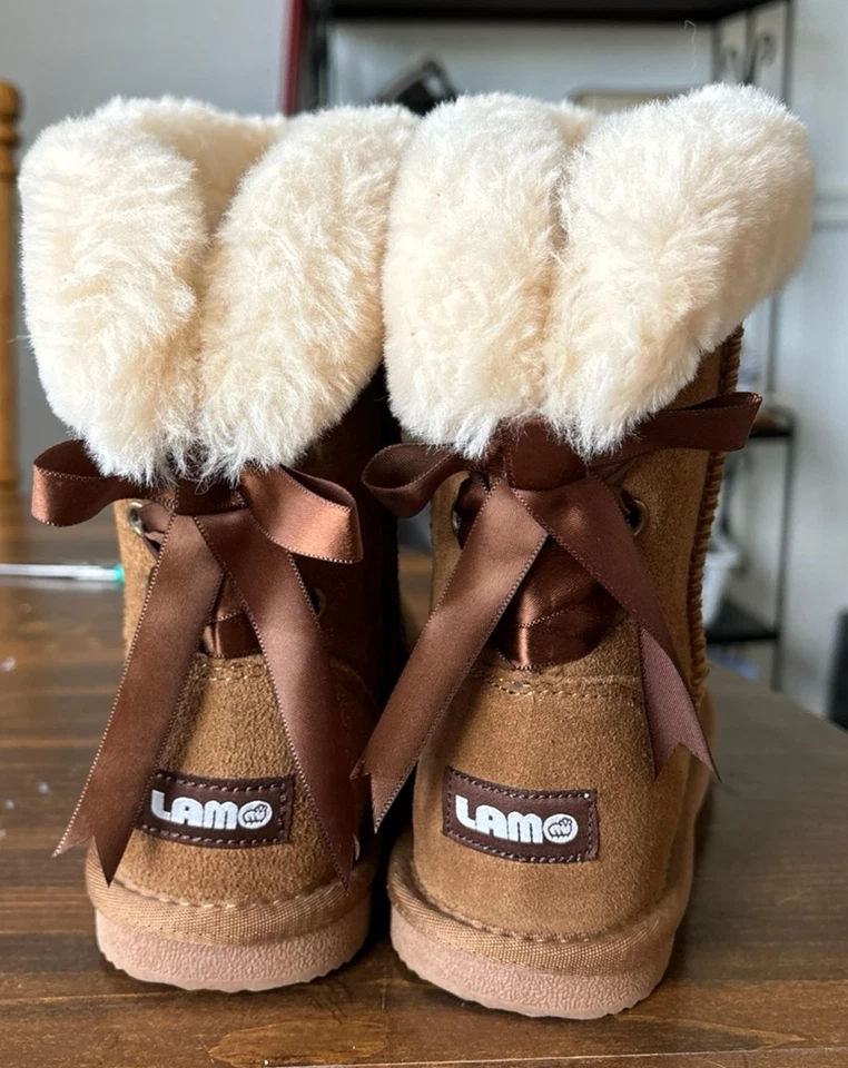 Lamo Toddler Size -8(C) Upper Leather Brown Fur Lining Hiking Camping Outdoor - Image 3 of 4