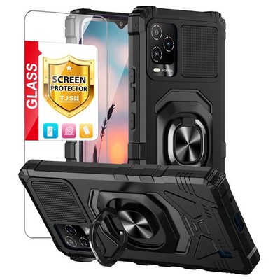 TJS Compatible for BLU View 5 Pro B170D Case, with Tempered Glass Black 