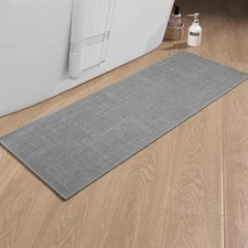 Bathroom rugs mat 47x17, ultra thin non slip bath mat runner quick dry