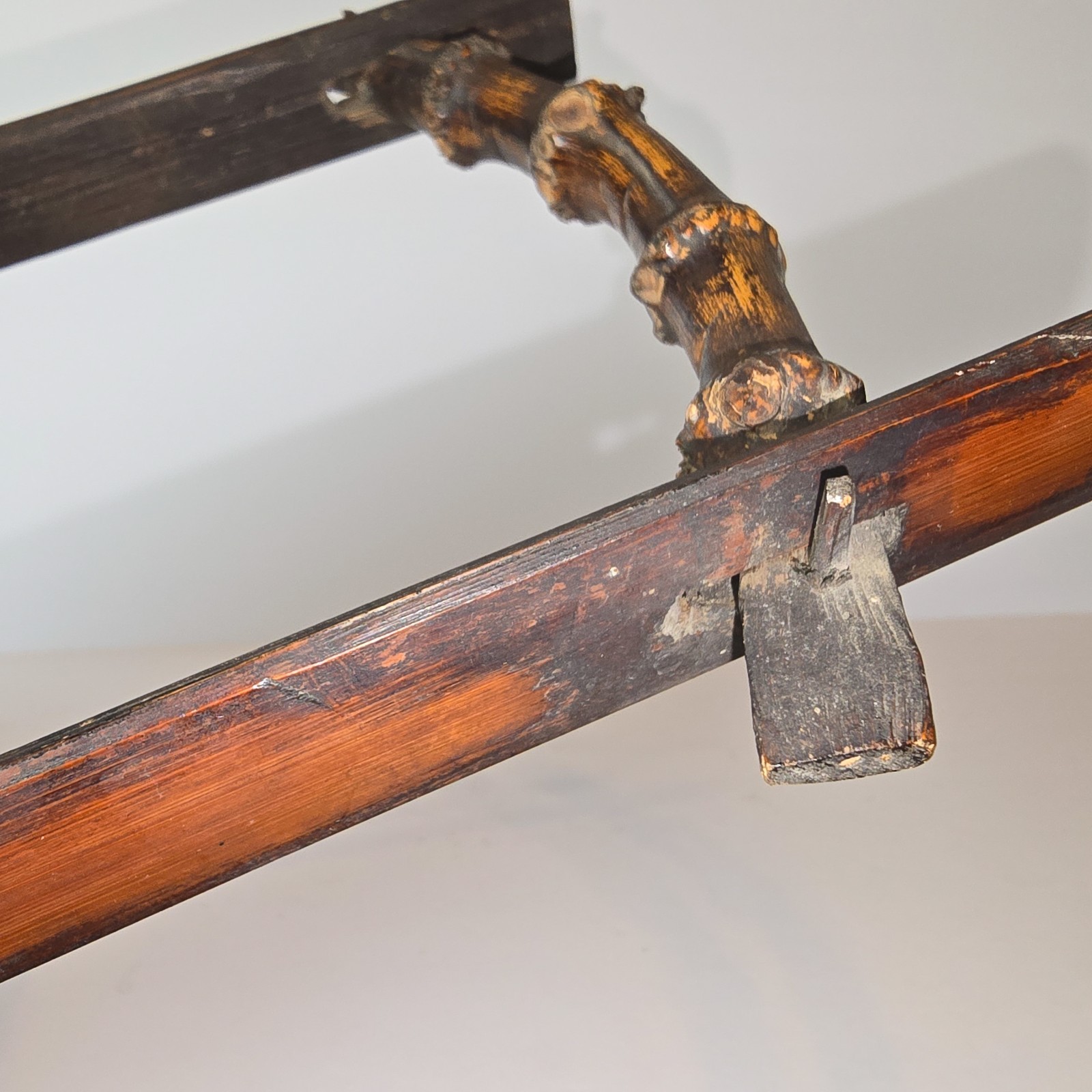 Antique Japanese Bamboo Ikebana Basket w/ Handle Meiji Taisho Ribbed Slat Form