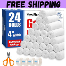 24 Pack 4 Inch 4.1 Yards Gauze Bandage Roll, Gauze Wrap Rolls for Wounds