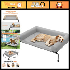 Elevated Dog Bed for Large Dogs with Bolsters - Comfortable Grey Pet Bed