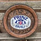 Vintage Rare Alaska Prinz Brau Beer Wooden Barrel Look Lighted Sign Bar Light