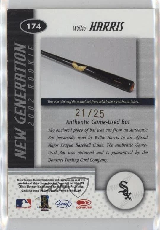 2002 Leaf Certified Mirror Gold Materials /25 Willie Harris #174 - Image 2 of 2