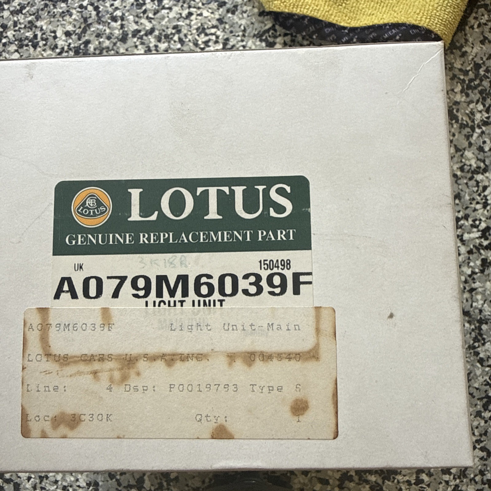 Lotus ESPRIT I Or II Early Models  HEADLIGHT NEW Part # A079M6039F