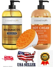 Cellulite Massage Gel & Oil Set w/ Mitt – Tightens, Firms & Soothes, 8.8 oz
