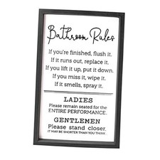 Bathroom Rules Sign House Warming Gifts for New Home - Farmhouse Toilet Black