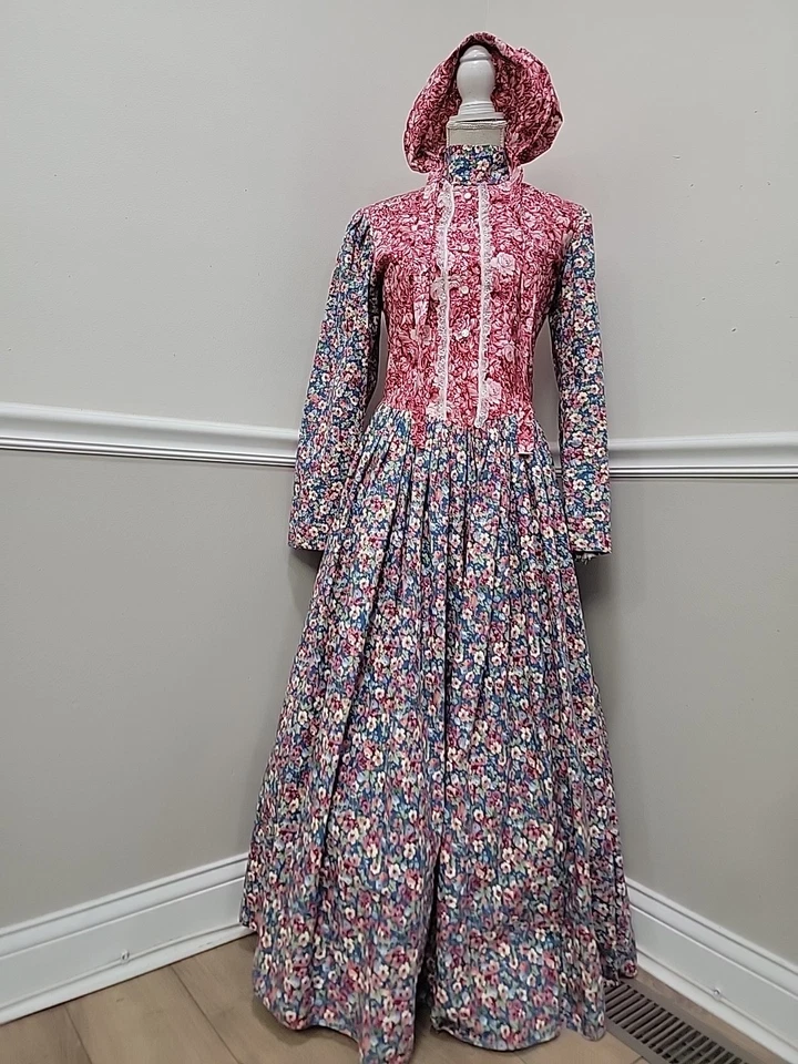 ¿De colección? Disfraz Hecho en Casa Vestido Colonial Con Gorro/Vestido Pionero Pradera Foto 2 de 4