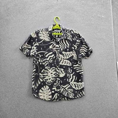 Volcom Men Button Up Shirt US/EU-L Black Floral Hawaiian Shirt Modern
