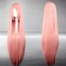 40 Inch Long Straight Cosplay Wig with Bangs Anime Costume Pink Red Purple White
