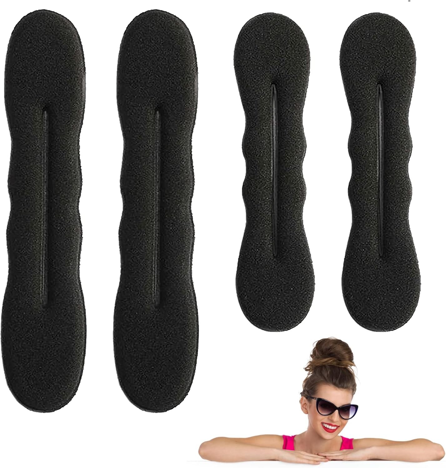 Hair Bun Maker,4Pcs Black Magic Bun Hair Donut Hair Bun Shaper Hair Accessories