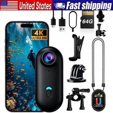 4K Mini Action Camera 64G Waterproof Wearable Helmet Cam for Motorcycyle Cycling