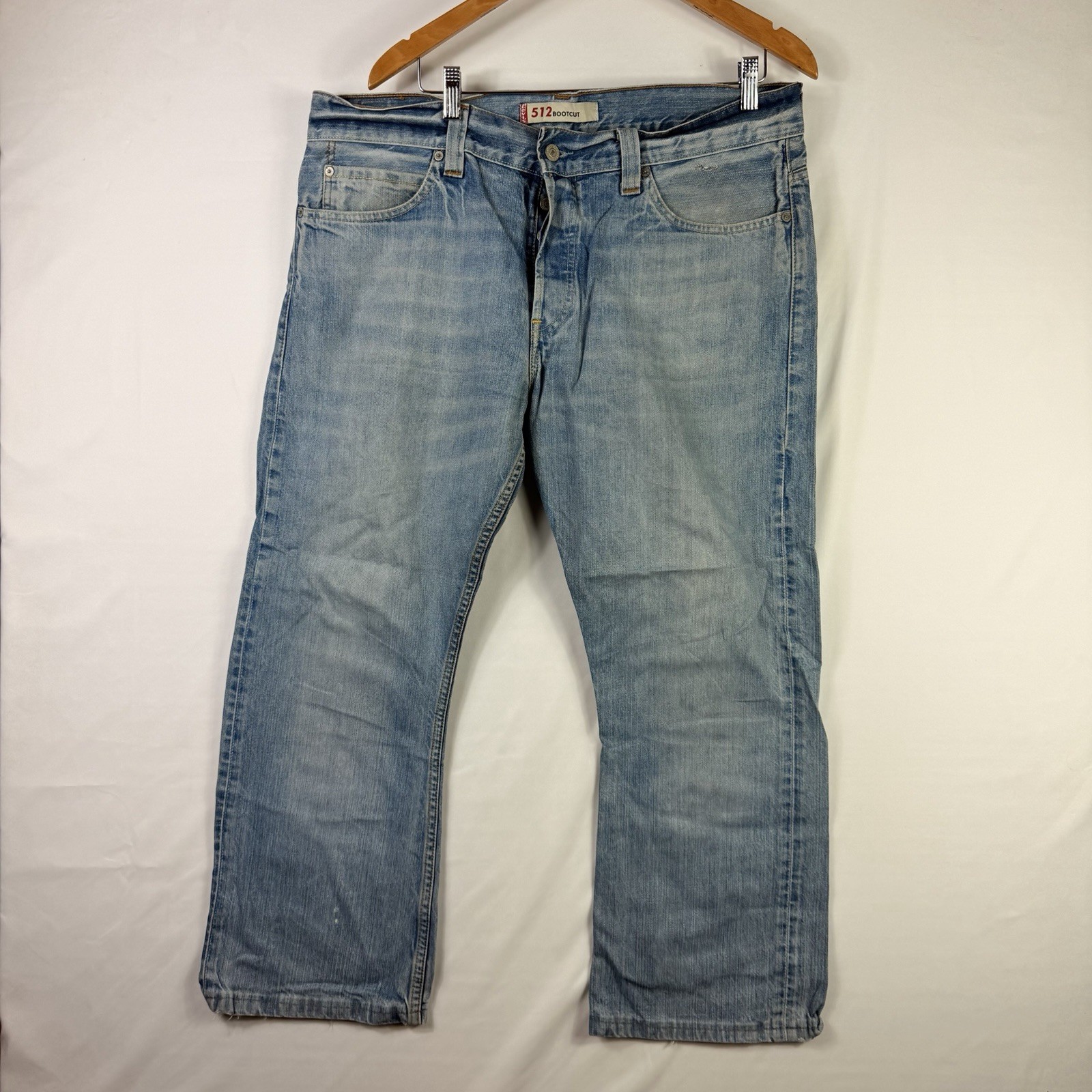 VINTAGE Levis 512 Jeans Men's 38x28 Bootcut Leg Faded Denim Y2k Button Fly