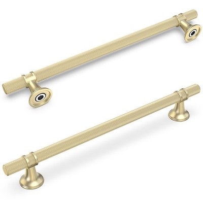 KOMOTIA 6 Pack 10 Inch Cabinet 10'' Hole Center(254mm), Brushed Gold Knurled 