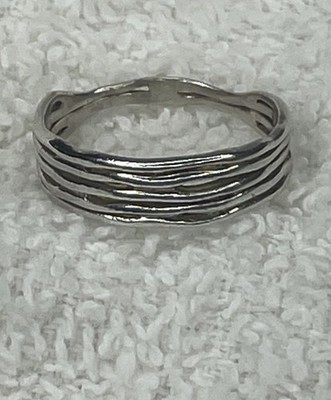 Solid Sterling Tree Bark Texture Ring Sz. 8.25 By LA