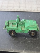 Vintage Auburn 4" Green Rubber Army Jeep With Driver Stamped Made In USA