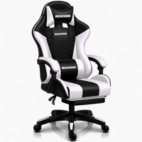 Gaming Office Chair Leather Faux Swivel Boulevard Ergonomic Black White Footrest
