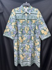 Vintage Models Coat House Duster L Floral Pearl Snap Cottagecore Yellow Roses