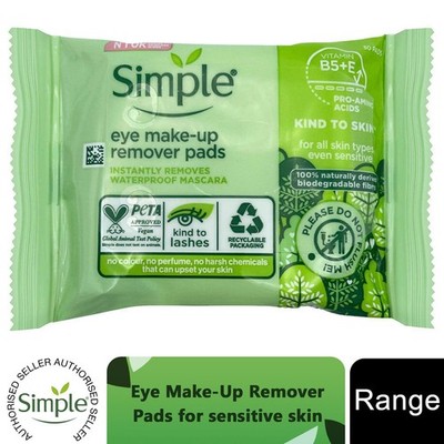 6 x 30 Pads Simple Kind to Skin Augen Make-Up Entferner Pads