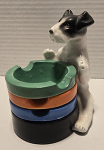 Vintage Erphila Ashtray Trinket Dish Set Dog Terrier Stacking Germany FREE SHIP